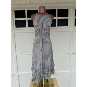 O’Neill Dress Black White Adjustable Cross Straps Drawstring Waist Small Floral